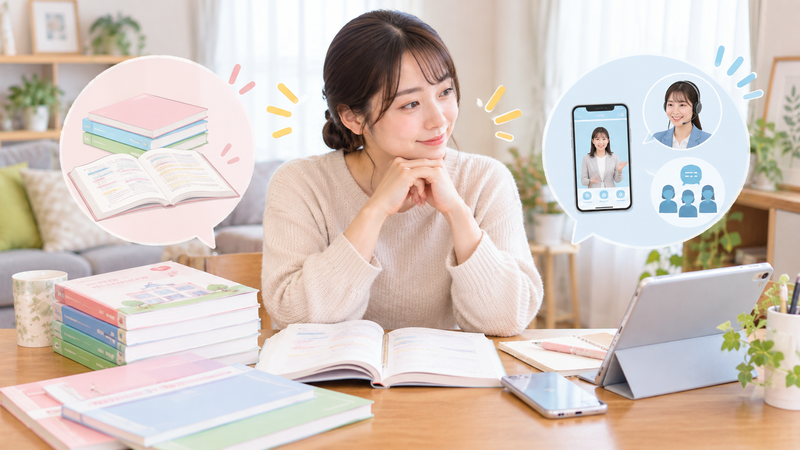 ユーキャン医療事務の紙教材とデジタル学習サポートを比較しているイメージ