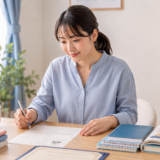ユーキャン医療事務の資格取得後に履歴書へ資格を記入している様子